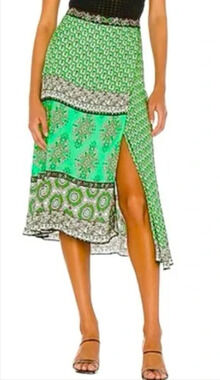Alice & Olivia Boho Mock Wrap Midi Skirt Size 4 MSRP$350